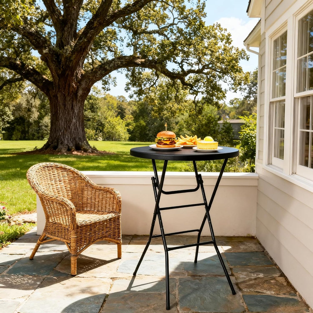 Cocktail Table, D32in x H43.3in Folding Round Cocktail Table High Top | Folda...