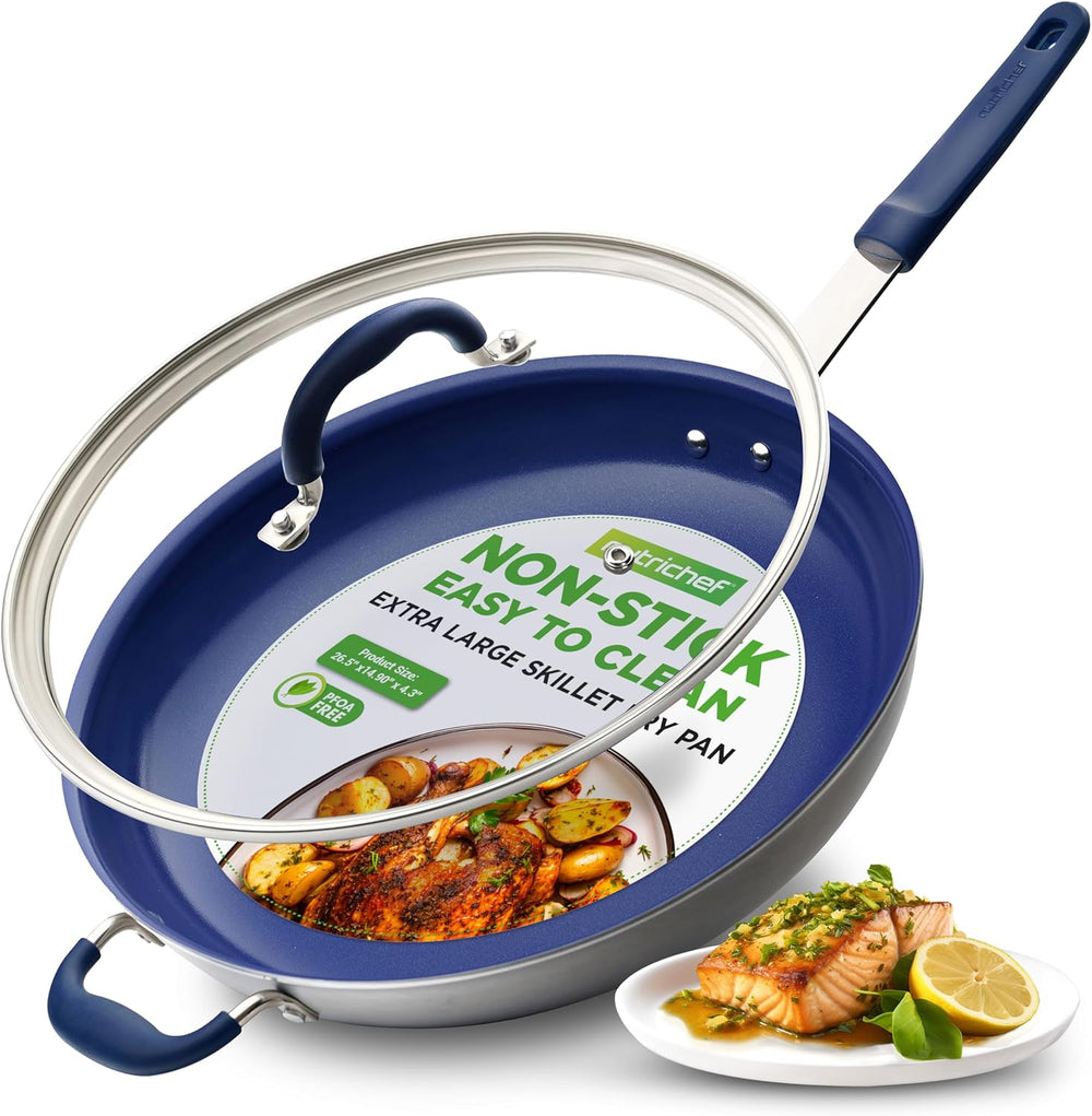 NutriChef 14" Fry Pan With Lid