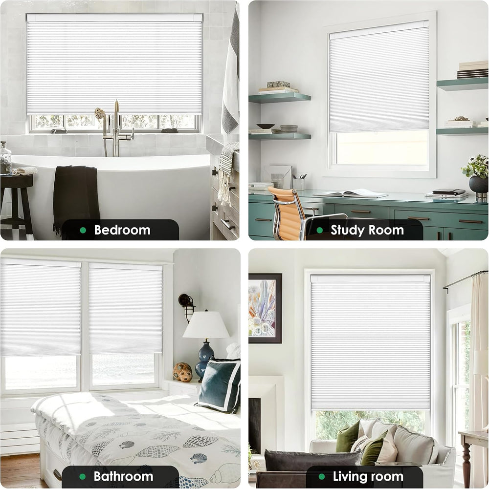 LazBlinds No Drill Cordless Cellular Shades, 22" W x 36" H, White
