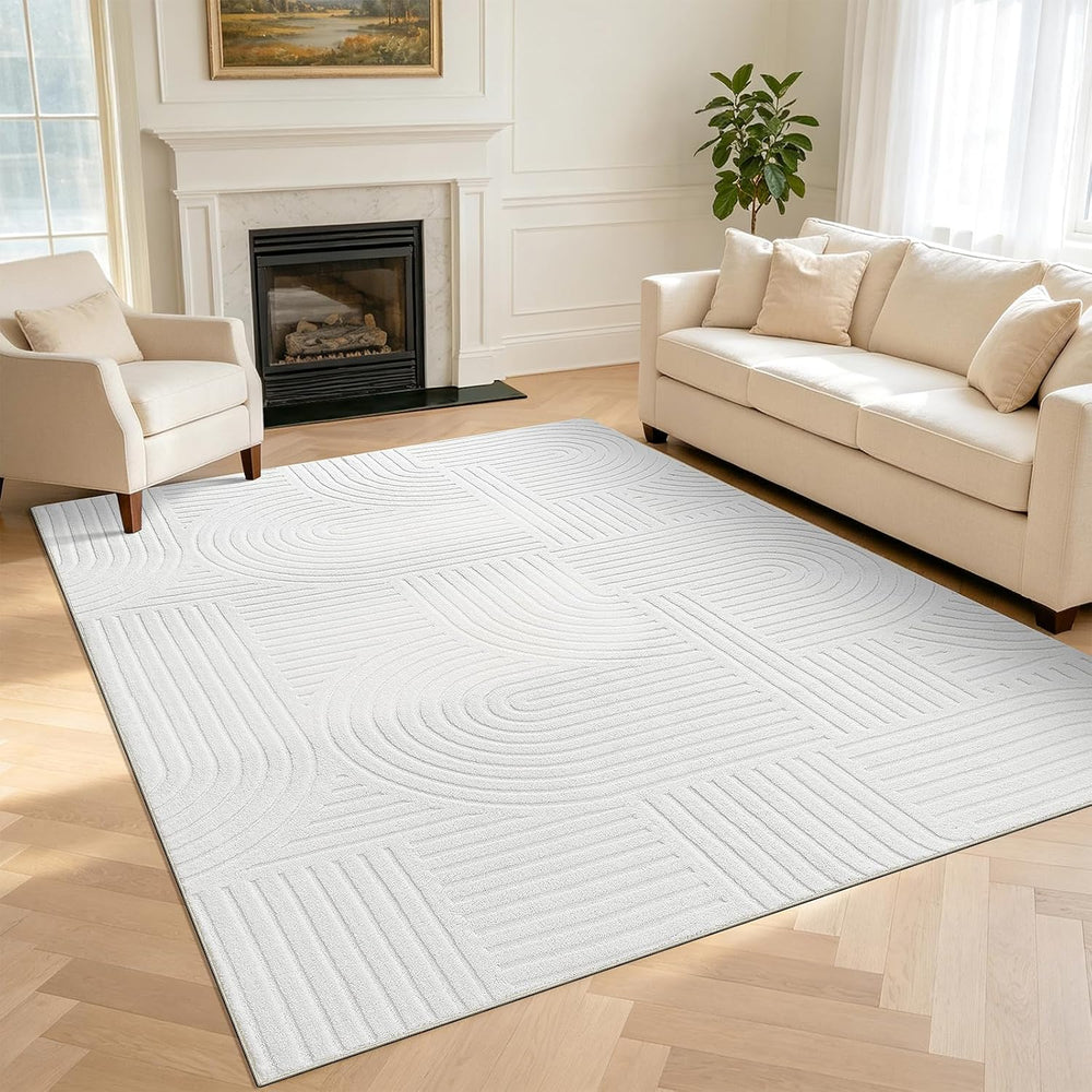 Pauwer 5x7 Area Rugs for Living Room, Modern Non Slip Washable Rug, White