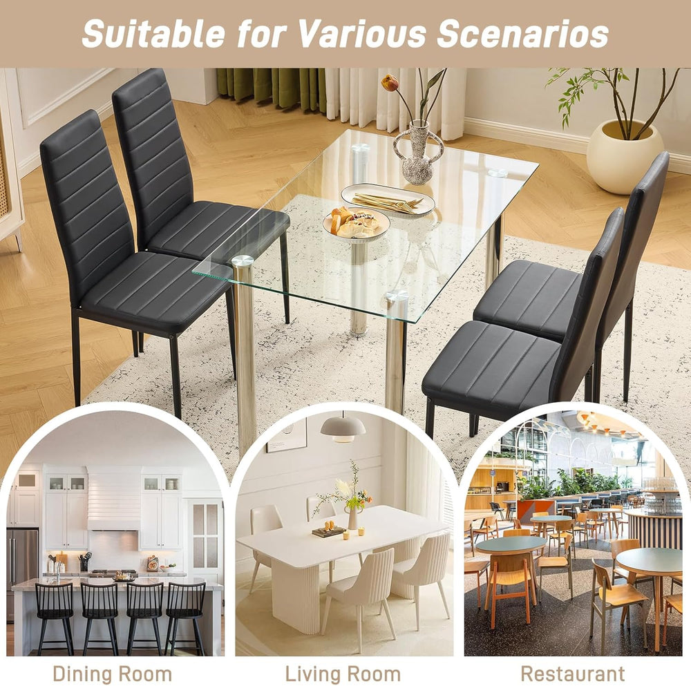 Karl home Dining Chairs Set of 4, PU Leather Balck Kitchen Chairs with Padded...
