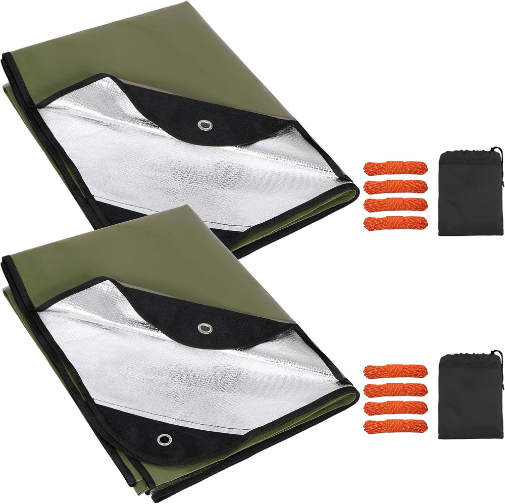 RedSwing 2 Pack Heavy Duty Waterproof Emergency Thermal Tarp, Insulated Survi...