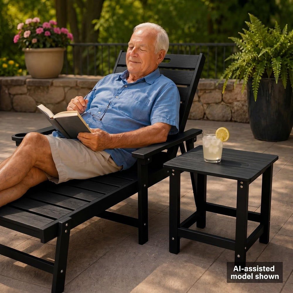 MXIMU Outdoor Side Table Set of 2, Adirondack Table, All Weather, Black