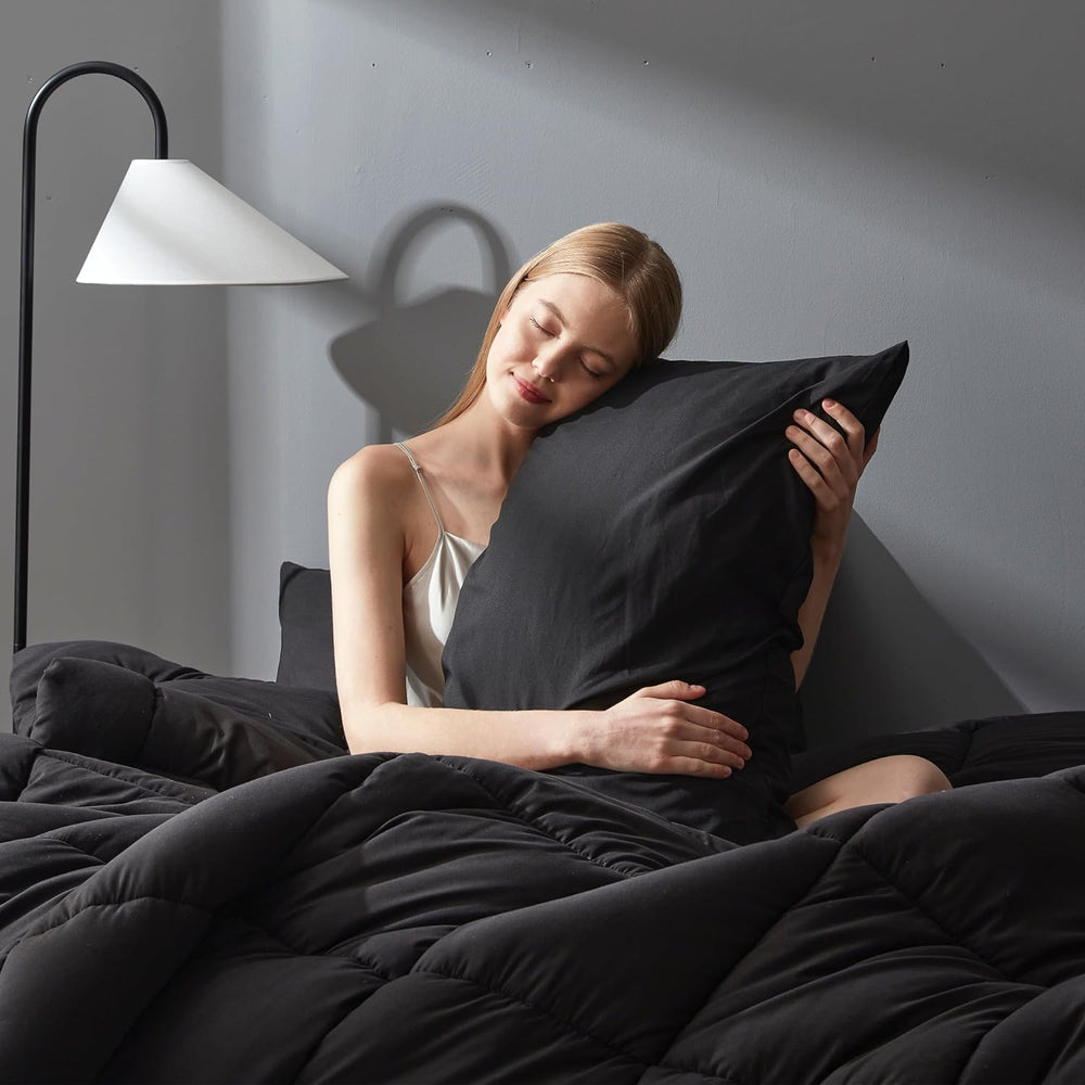 DOWNCOOL Queen Comforter Set -All Season Queen Bed Set with 2 Pillow Cases-3 ...