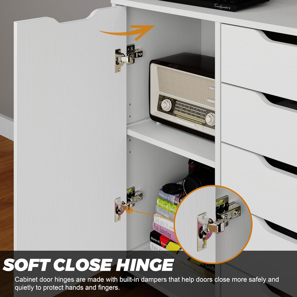 Panana 5-Drawer Chest with 1 Door, Wooden Chest of Drawers Storage Dresser Ca...