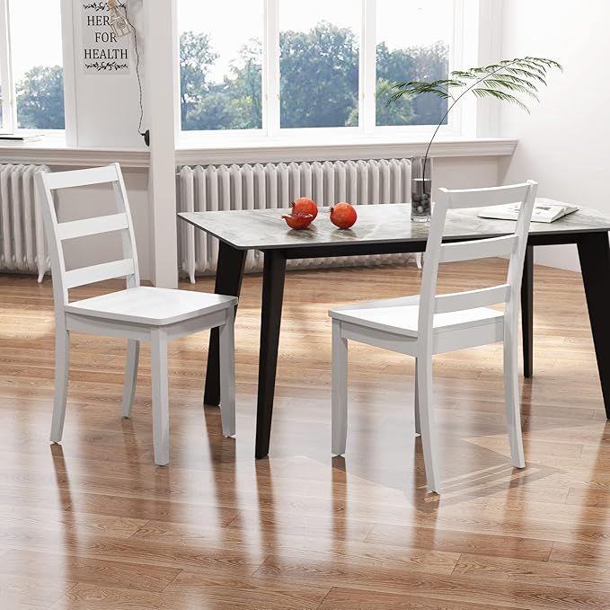 COSTWAY Wooden Dining Chairs Set of 2, Mid-Century Modern Armless Kitchen Sid...