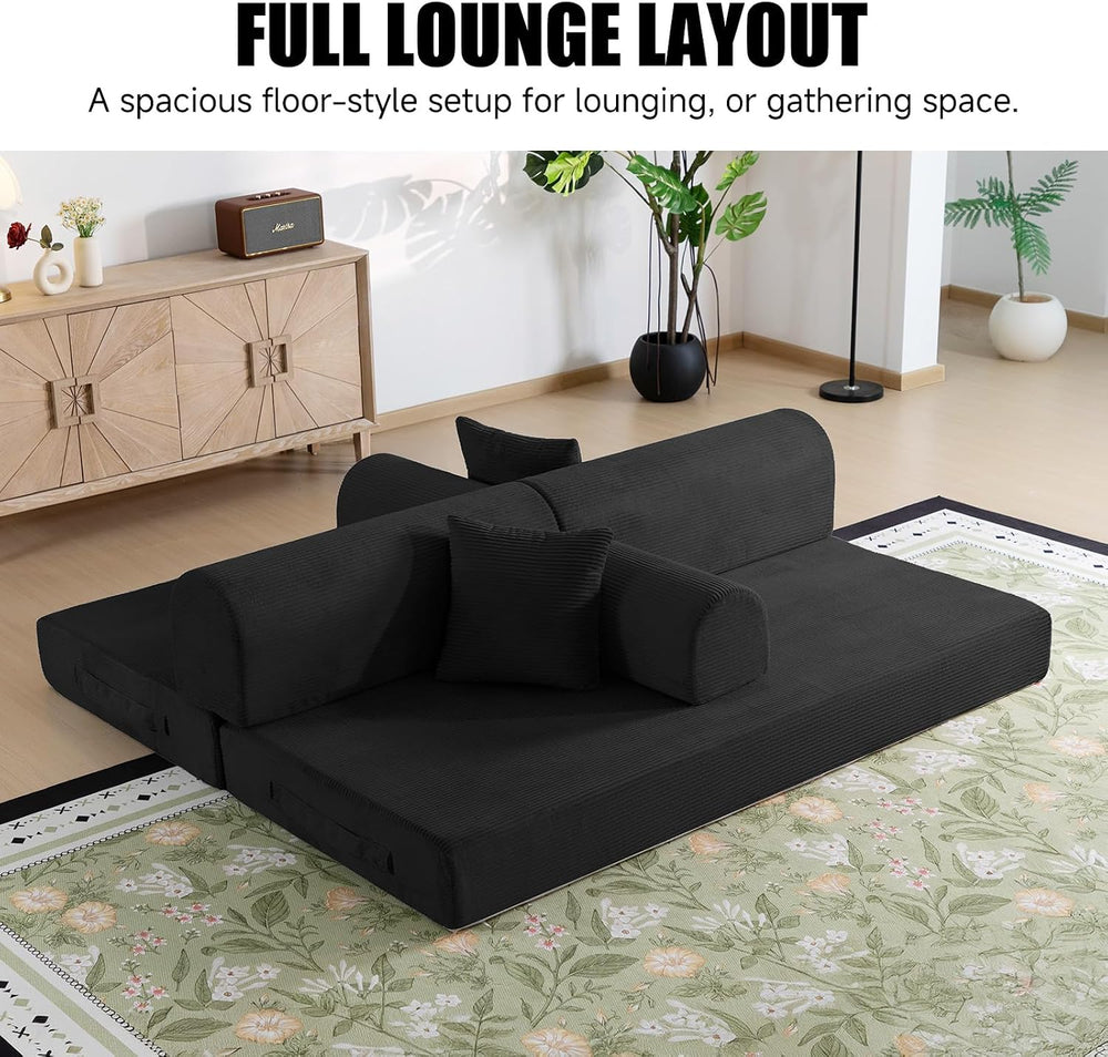 79" Memory Foam Sofa Bed, High Backrest Convertible Futon Boneless Couch