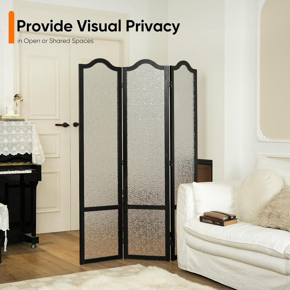 JOSTYLE Acrylic Room Divider, Black, 3-Panel, 67" H x 47.2" W