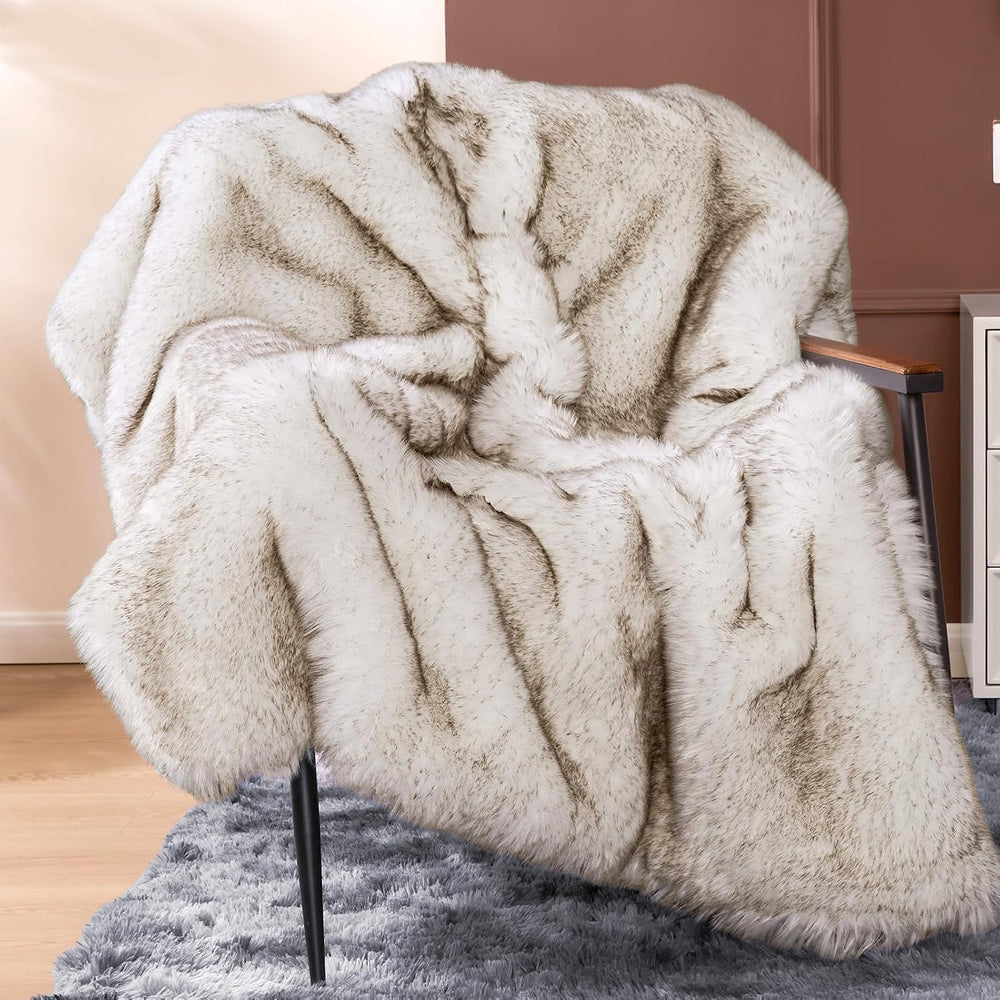 1000GSM Faux Fur Throw Blanket, Super Thick Warm Cozy Heavy Blankets for Couc...