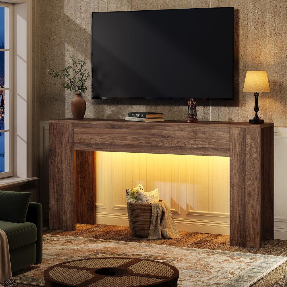 UNIQUITE 63-Inch Long Console Table with RGB LED Lights, Extra Wide and Thick...