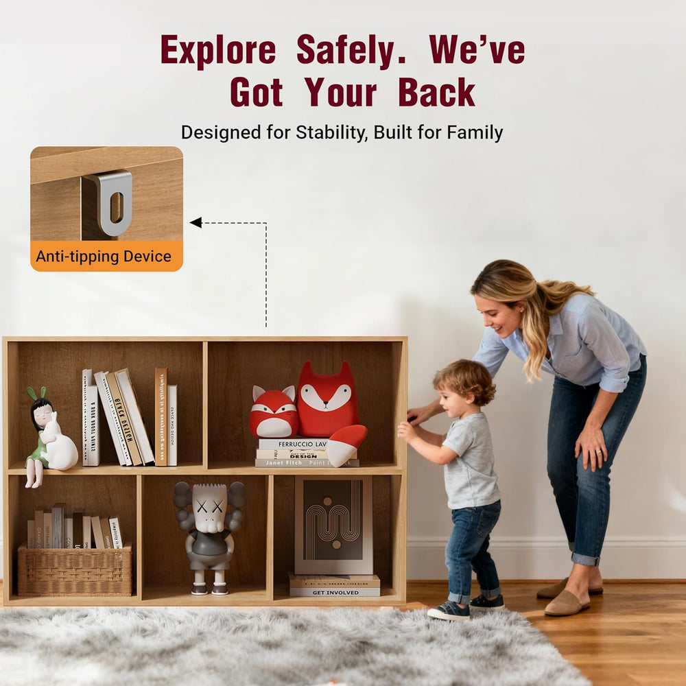 Book Shelf, Wooden Cube Storage Organizer with 11" Open Cubes, Stackable...