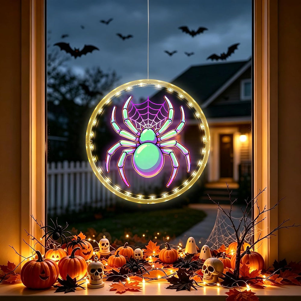 3 Pack Rechargeable Indoor Halloween Window Lights,4/6/12H Timer Function