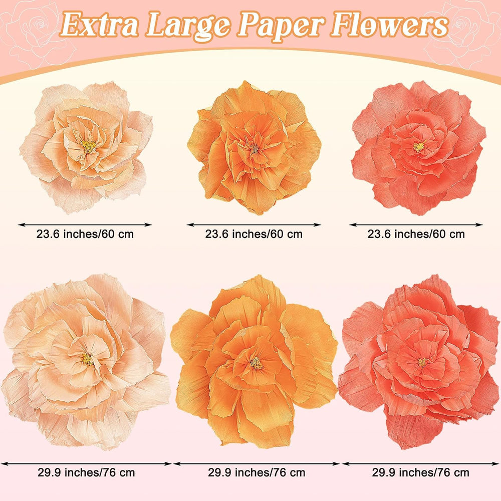 Aneco 6 Pieces Large Paper Artificial Flowers 3D Crepe Tissue Flower Wall Dec...