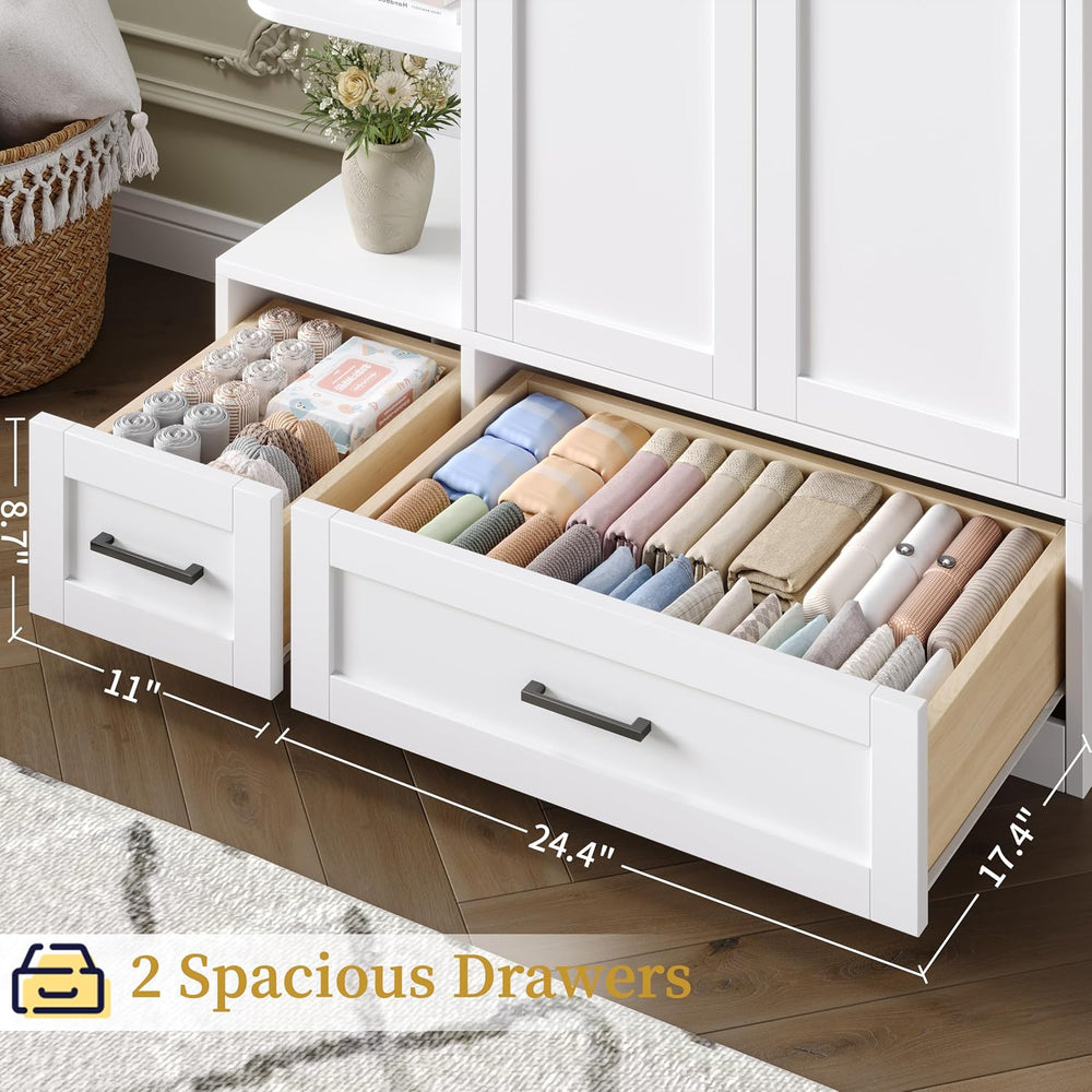 DynJest Armoire Wardrobe Closet with 2 Drawers, 70" Tall Clothing Storag...