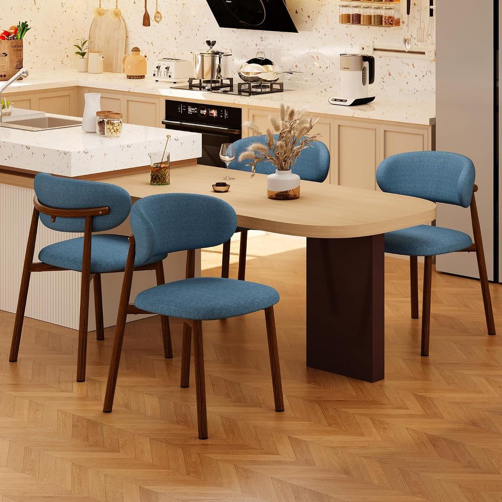 Kitchen Dining Chairs Set of 4 Modern Soft Linen Farmhouse Dining Room Chair ...