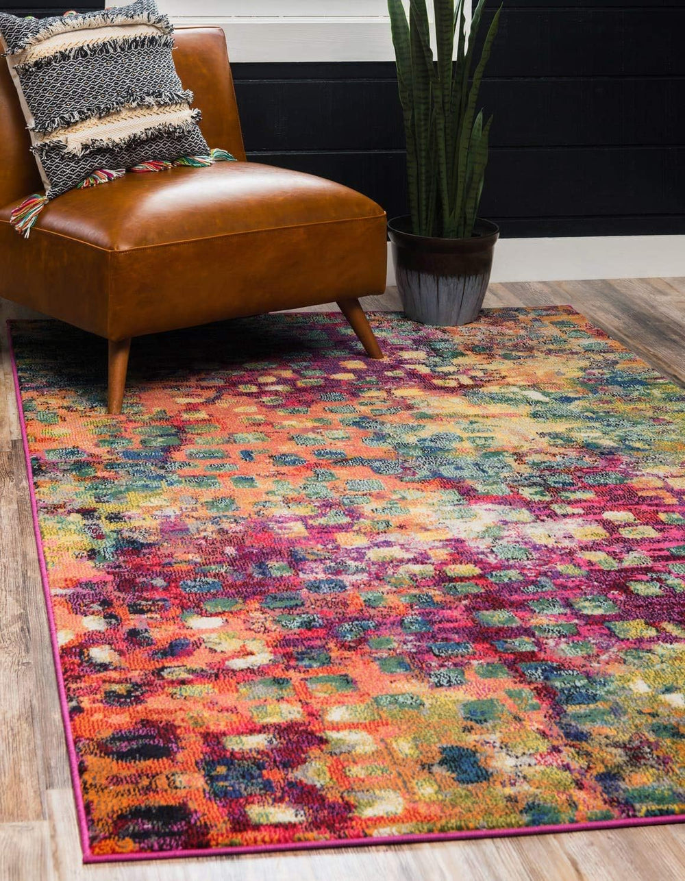 Unique Loom Jardin Collection Colorful, Vibrant, Abstract, Modern Area Rug (1...