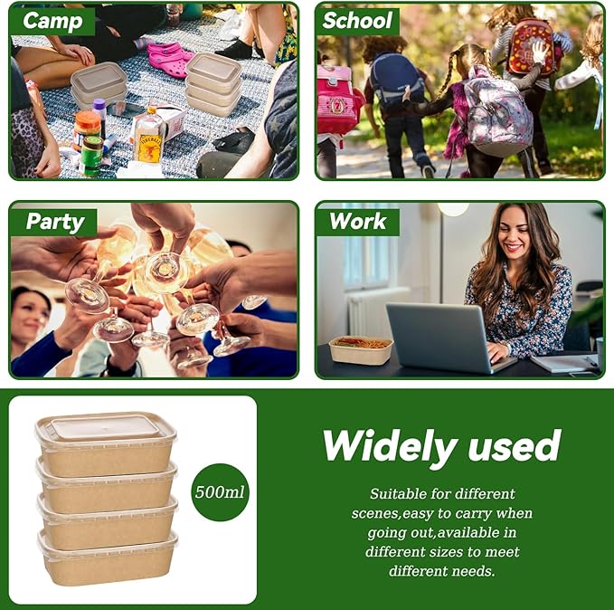 50-Pack 19oz Disposable Kraft Paper Bowls