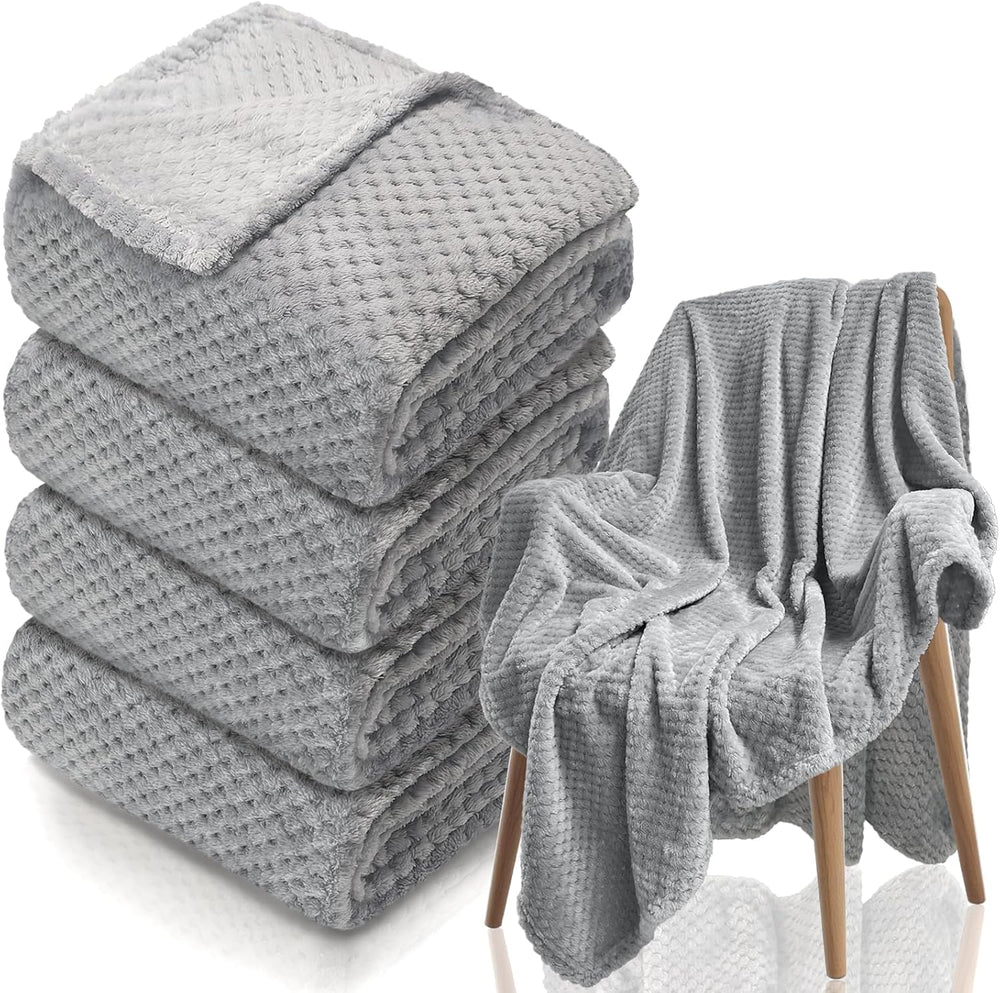 4 Pack Fleece Throw Blankets 50x60 Inches