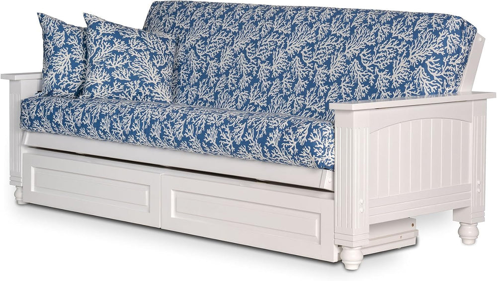 White Cottage Storage Drawers Wooden Futon Frame - Full