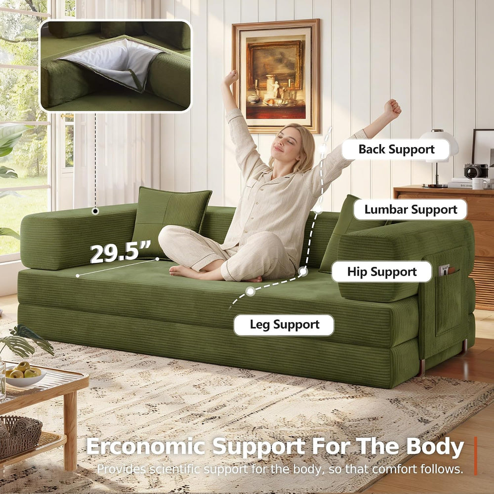 MoonSpeak 78.8'' Futon Sofa Bed, Boneless Couches for Living Room