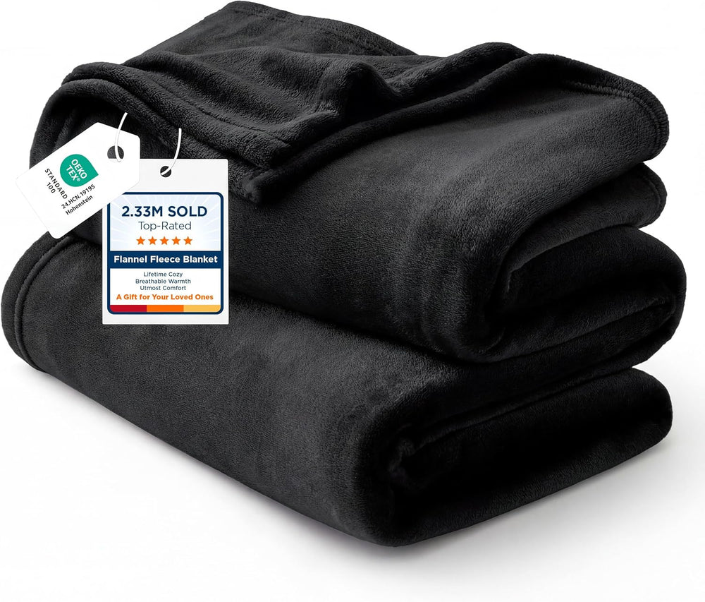 Bedsure Soft Cozy Warm King Size Fleece Blanket for Bed Black 108"x90"