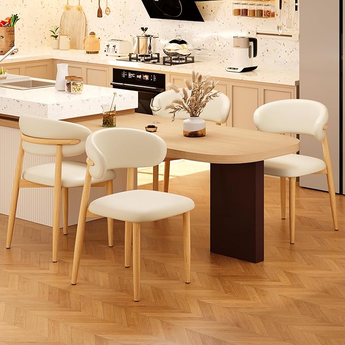 Kitchen Dining Chairs Set of 4 Modern Upholstered Leather Farmhouse Dining Ro...