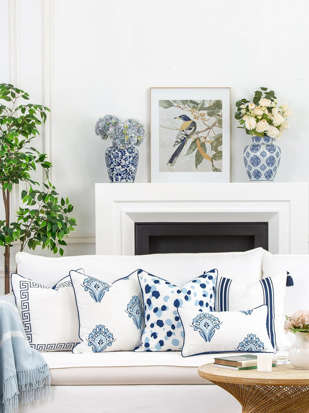 Hofdeco Premium Coastal Patio Indoor Outdoor Throw Pillow Cover Only, 20"...