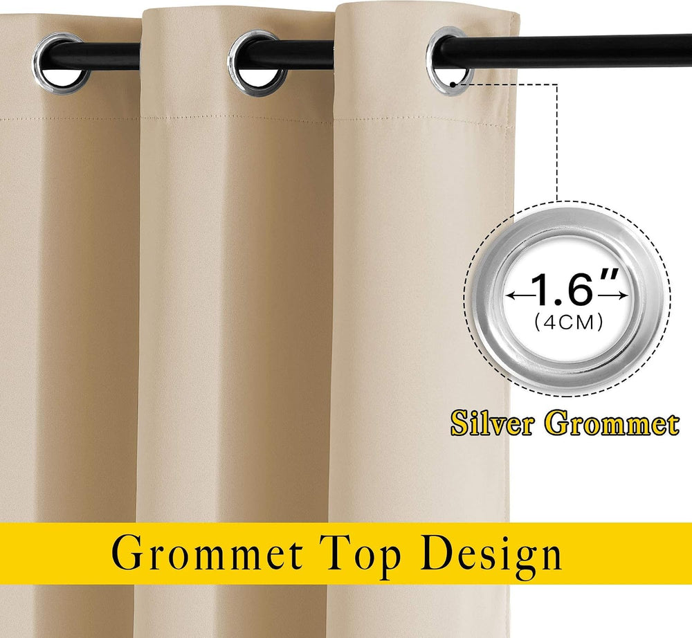NICETOWN Biscotti Beige Blackout Curtains 84 Inches Long, W52xL84, 2 Panels