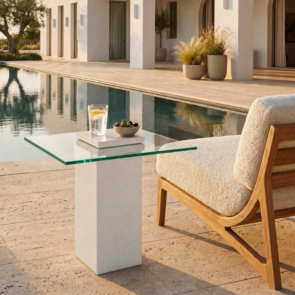SAFAVIEH Couture Collection - Sophibeth Ivory Concrete and Glass Accent Table...