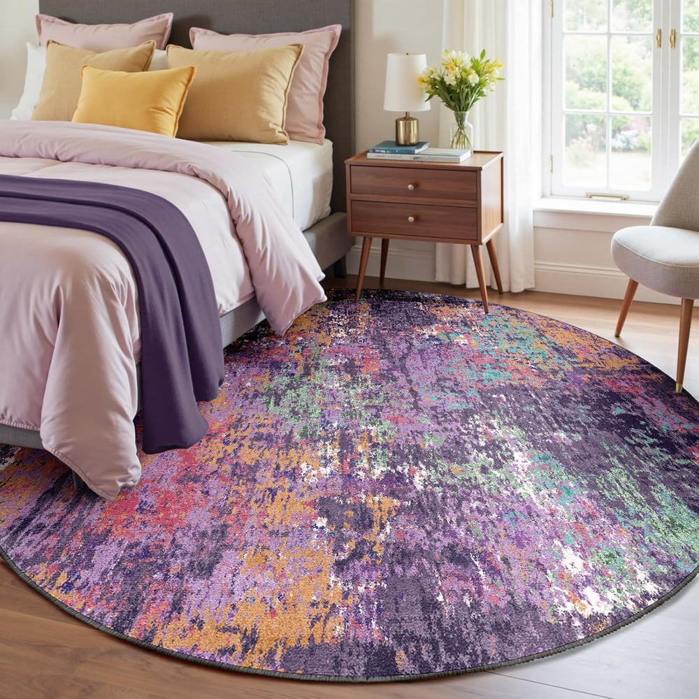 Washable Area Rugs 8ft Non-Slip Modern Abstract Soft