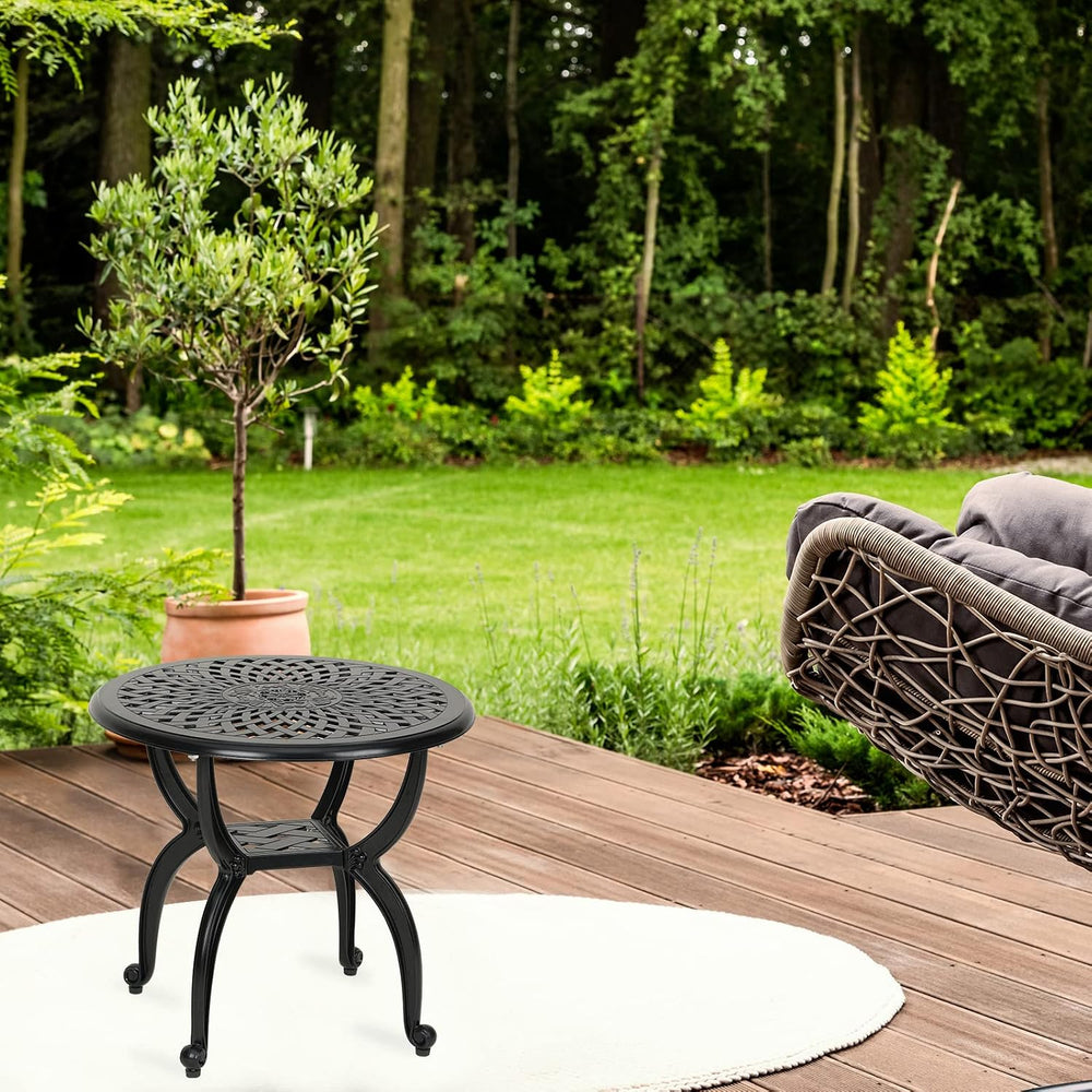 YKSY&YKSY Jardin DE Centennial Cast Aluminum Side/End Table, Anti-Rust Co...