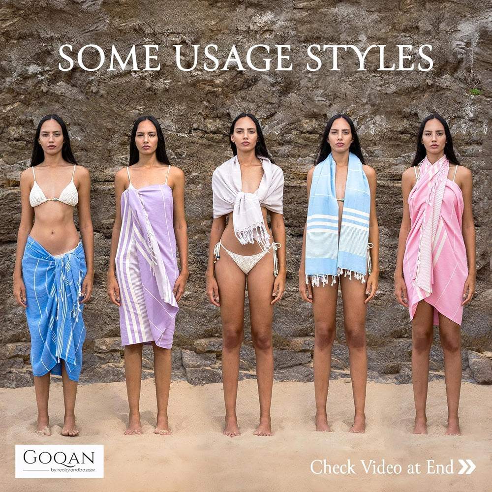 Goqan Turkish Beach Towels Oversized 6 Pack 39x71, Large Beach Blankets, 100%...