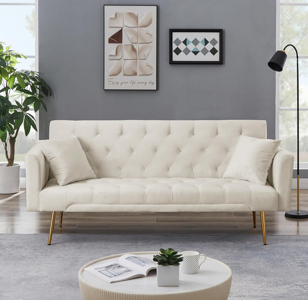 Anwick 72''Modern Velvet Sofa Bed Futon,Convertible Folding Sleeper C...