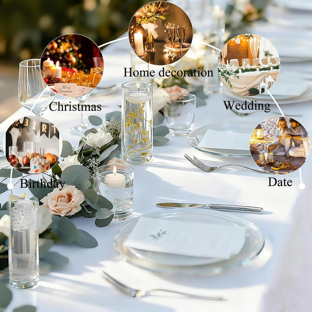 UDU 12 Set Glass Vases for Centerpieces with 24 White Floating Candles 80000 ...