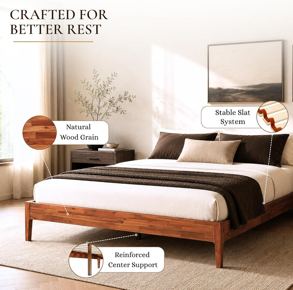 Camila 14'' Luxury Queen Bed Frame – Japanese Joinery Bed Frame, Wood...