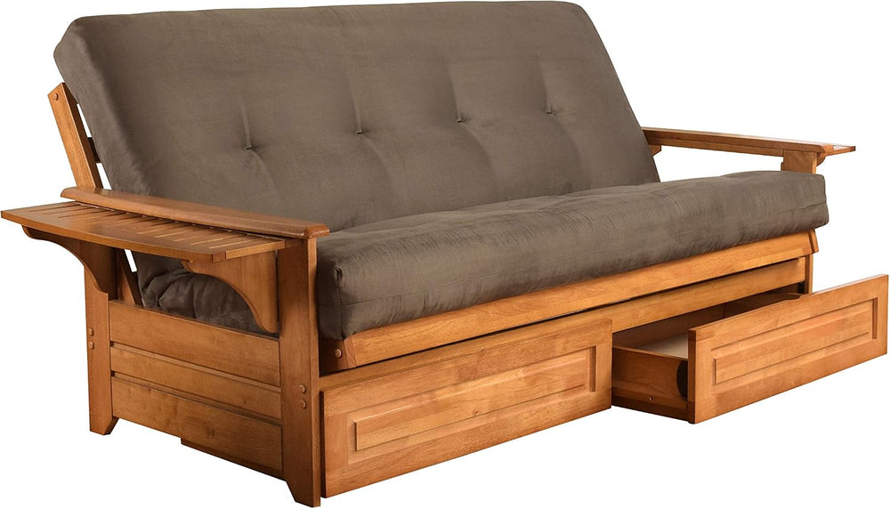 Lakefront Complete Futon - Drawers, Frame and Mattress Set - Arm Tray 8"...