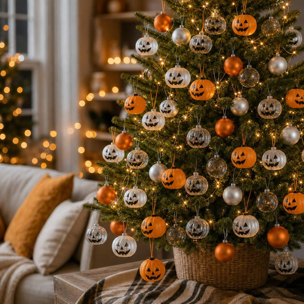 42 Pcs Halloween Ball Ornament Jack O Lantern Pumpkin Tree Decor