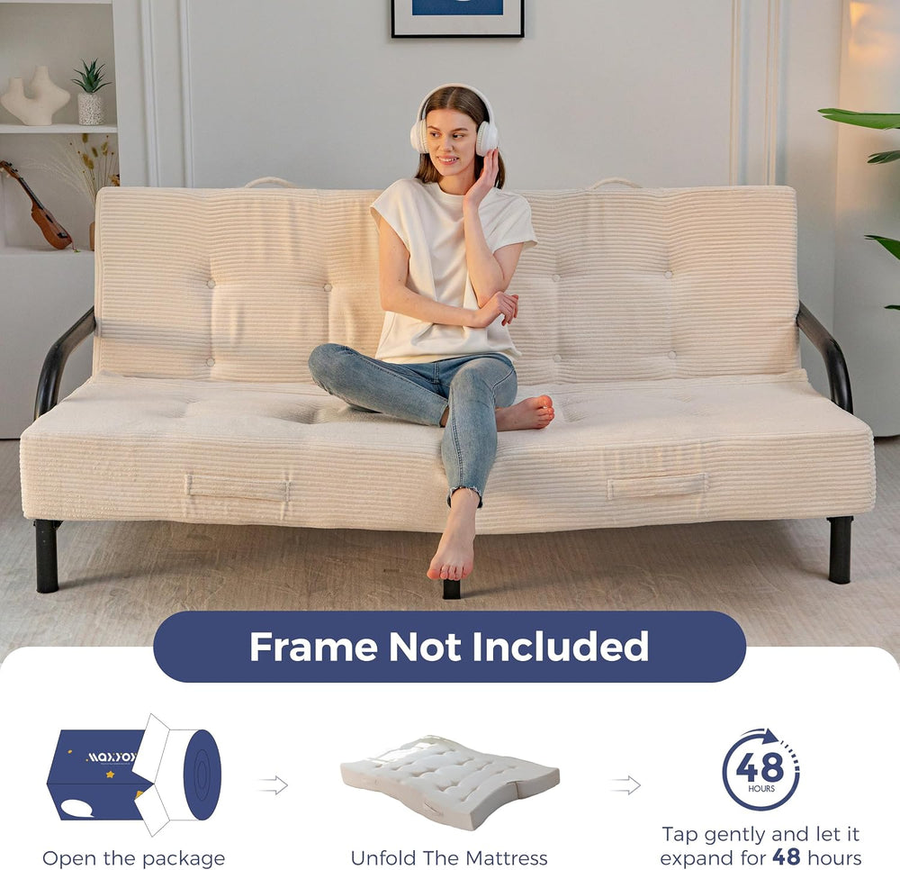 MAXYOYO Foldable Mattress, 8-Inch Tufted Futon Mattress with Handles