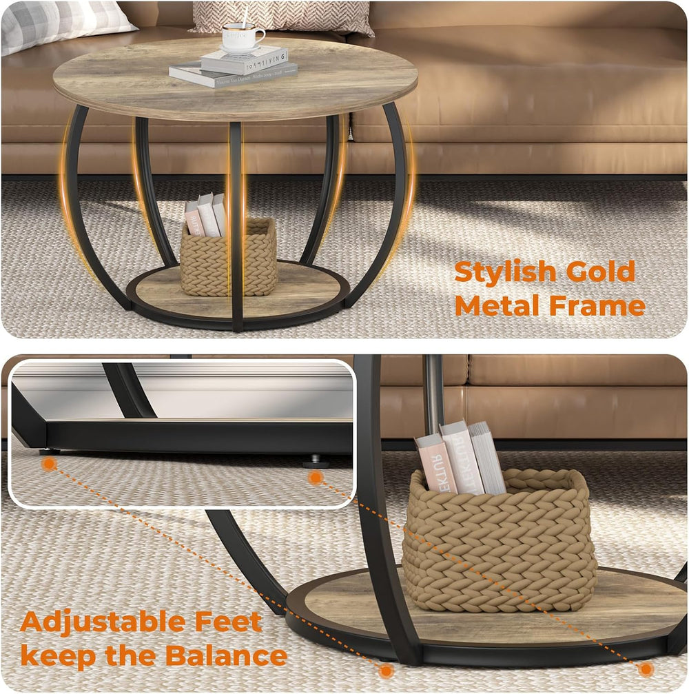 GreenForest Small Round Coffee Table Living Room
