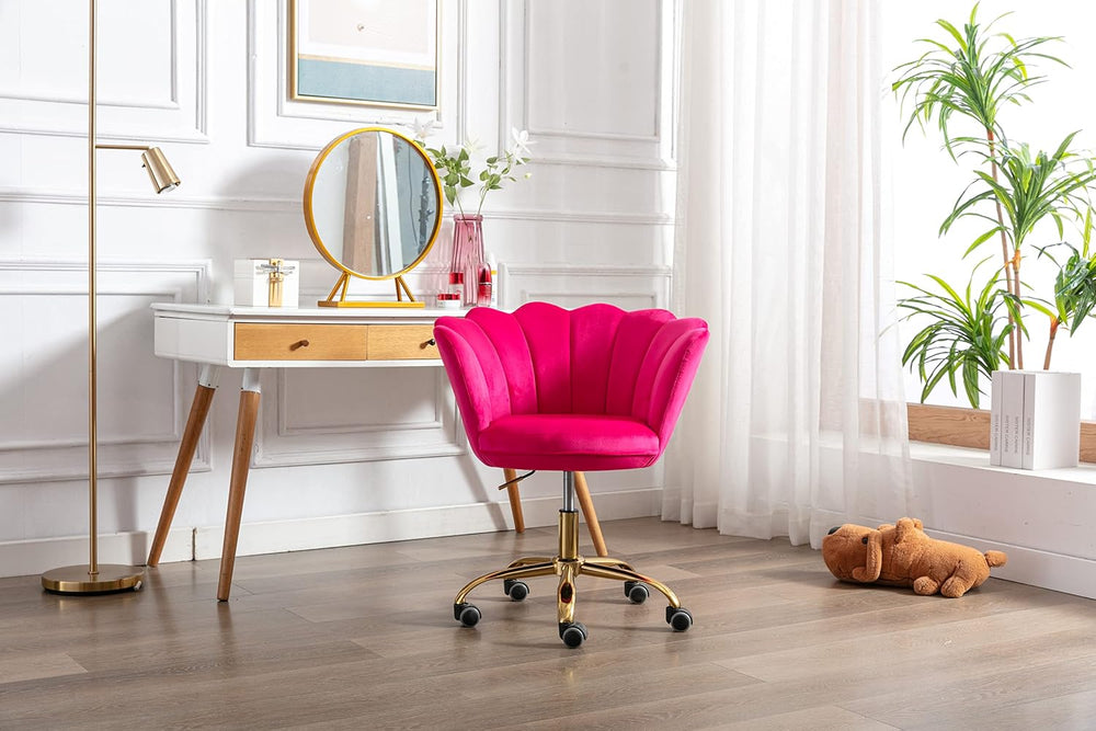 Comfy Home Office Task Chair with Wheels, Cute Modern Upholstered Velvet Seas...