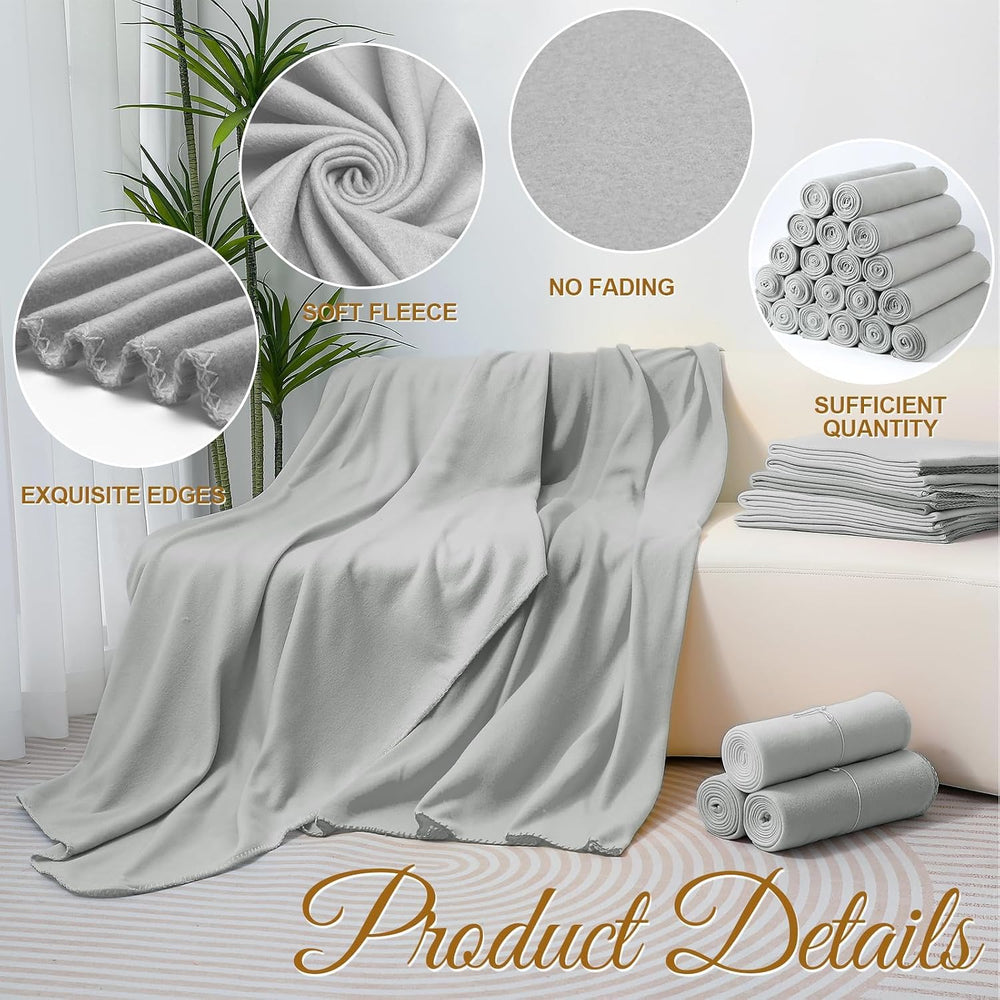 40PCS Gray Blankets Bulk 50 X 60, Soft Lightweight Throw Blanket Kit Cozy Bla...