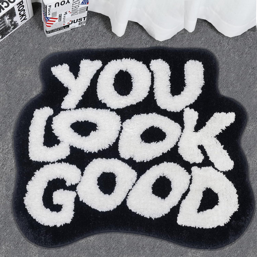 Large You Look Good Rug Black Bath Mats for Bathroom, Cute Bathroom Rugs Non ...