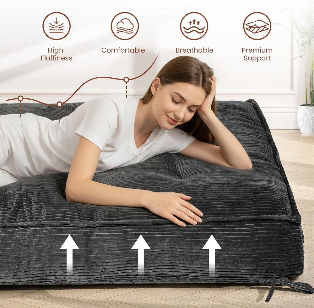 8" Futon Mattress Queen Size,Futons Sofa Couch Bed with Straps, Thick Co...