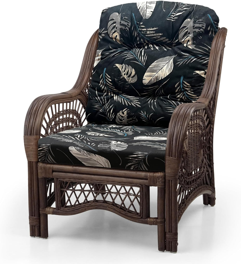 Malibu Lounge Living Accent Armchair Natural Rattan Wicker Handmade Design, D...