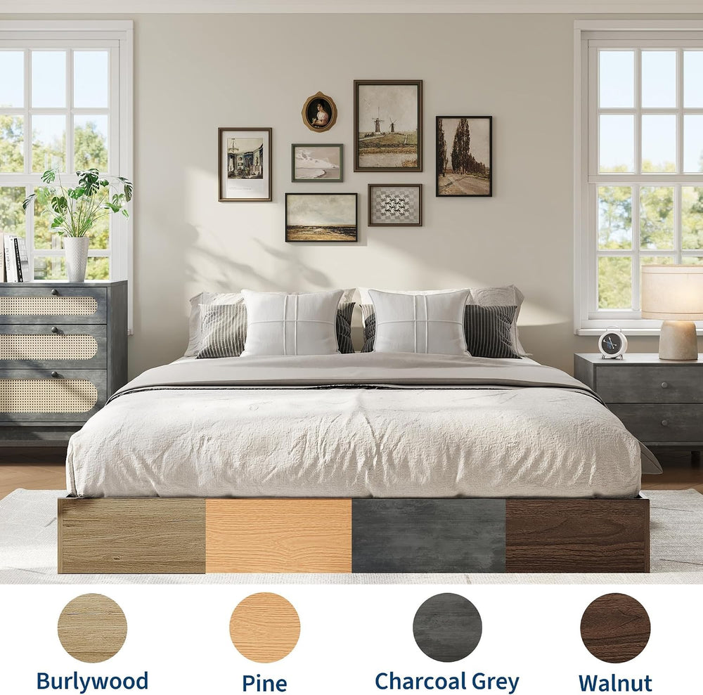 IDEALHOUSE Full Wood Platform Bed Frame with Low Profile Design