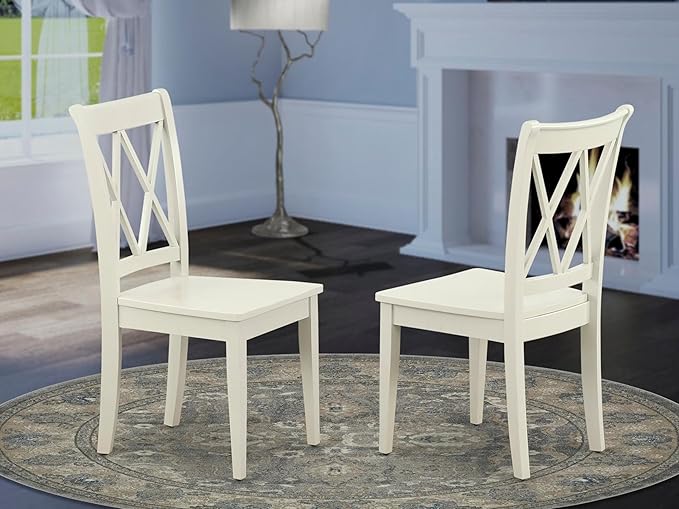 East West Furniture CLC-LWH-W Clarksville Dining Room Chairs - Double Cross B...