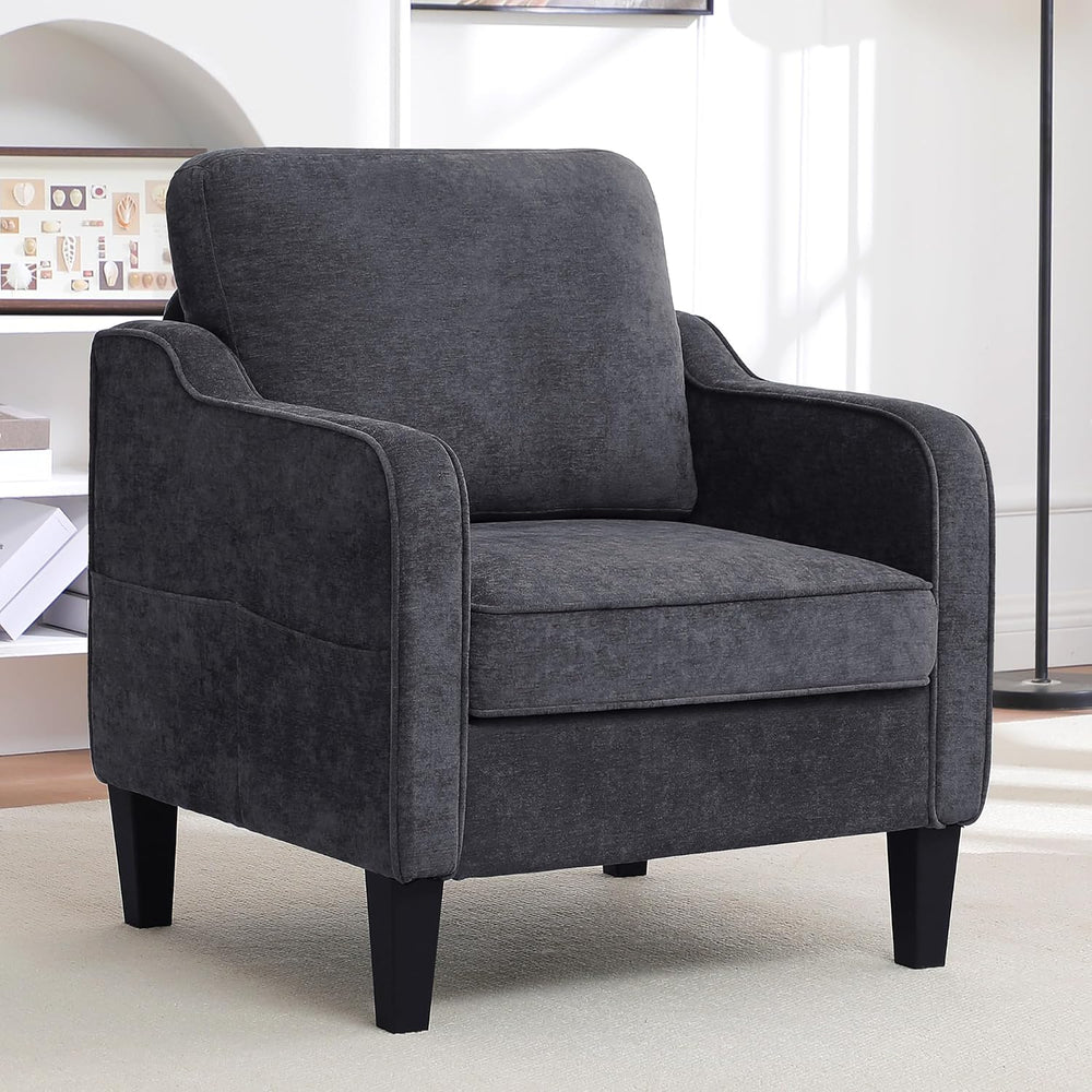 Accent Chairs Set of 2, Upholstered Living Room Chairs with Side Pocket, Mid ...