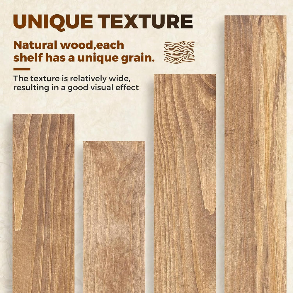 36x6.8x1.7in Solid Wood Floating Wall Shelf Set of 2 Oak Finish