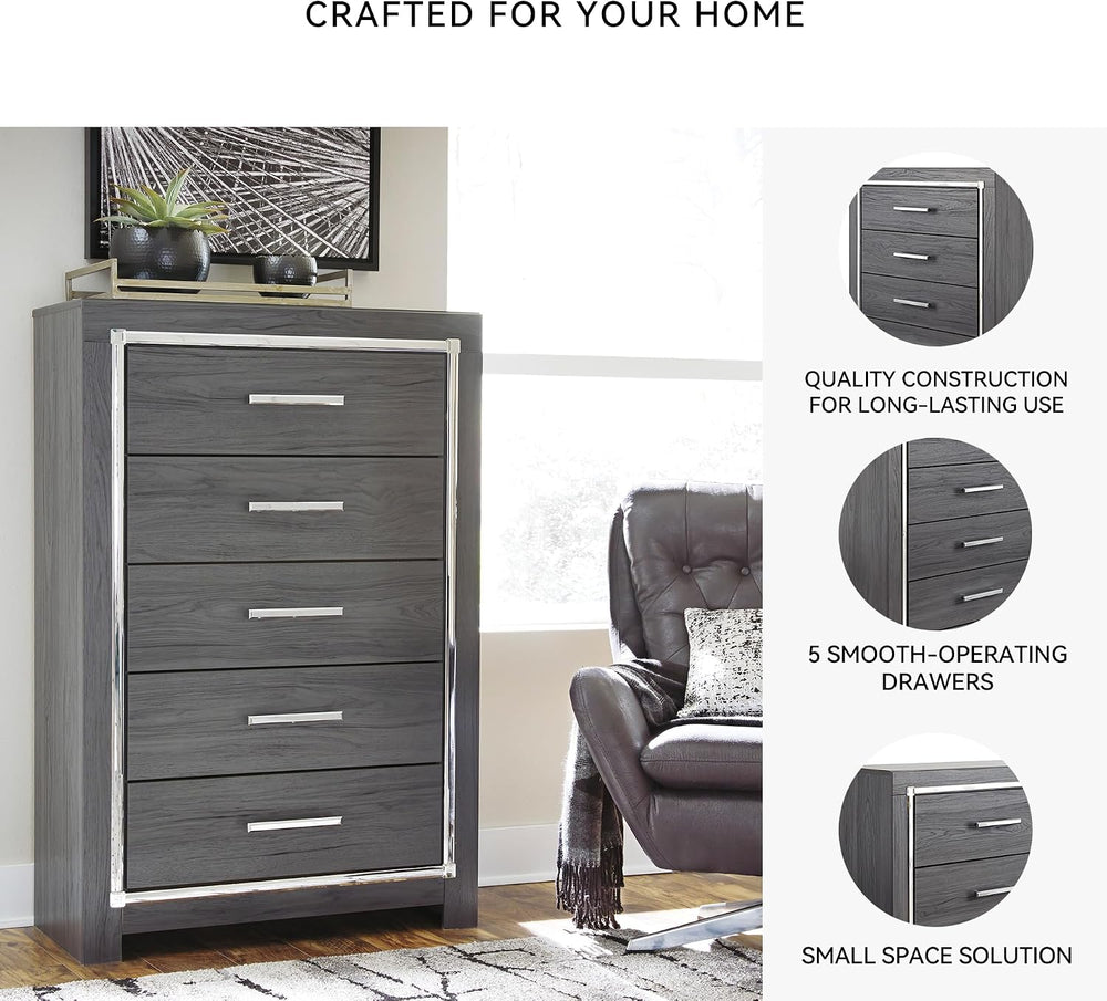 Signature Design by Ashley Lodanna Fully Assembled Gray 5 Drawer Chest