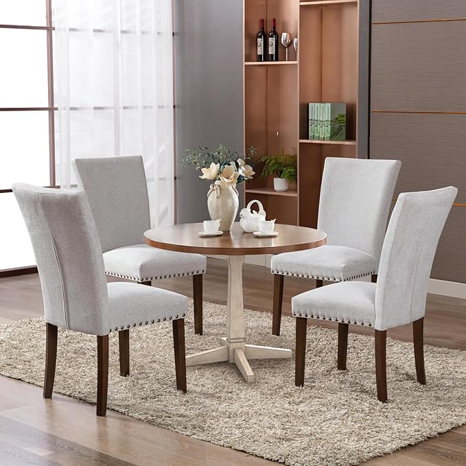 COLAMY Upholstered Parsons Dining Chairs Set of 4, Fabric Dining Room Kitchen...